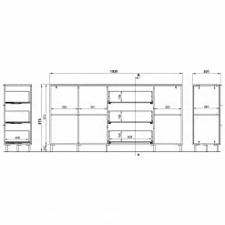 Germania Sideboard California II - Weiß -Büromöbel Verkaufsgeschäft 1000206698 200305 17323000128 SKETCH DETAILS P000000001000206698 sketch