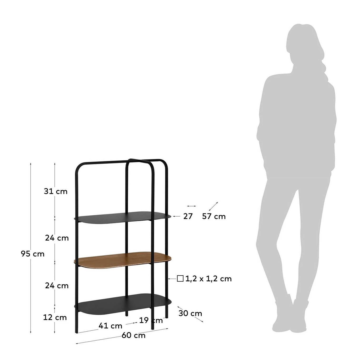 Red Living Regal Laukaa - Stahl / Echtholzfurnier - Schwarz / Walnuss 9 Red Living Regal Laukaa - Stahl / Echtholzfurnier - Schwarz / Walnuss – Bild 7