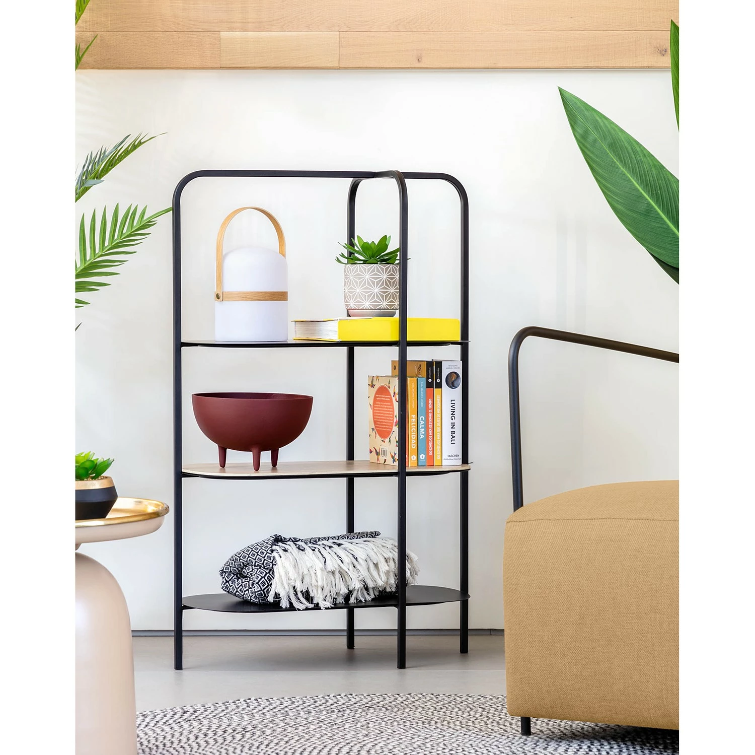 Red Living Regal Laukaa - Stahl / Echtholzfurnier - Schwarz / Walnuss 4 Red Living Regal Laukaa - Stahl / Echtholzfurnier - Schwarz / Walnuss – Bild 2