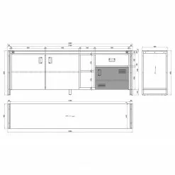 Ars manufacti Sideboard Manchester VI - Akazie massiv / Metall - Akazie / Anthrazit -Büromöbel Verkaufsgeschäft 1000210964 200807 14060500029 SKETCH DETAILS P000000001000210964 sketch
