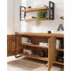 Ars manufacti Sideboard Manchester VI - Akazie massiv / Metall - Akazie / Anthrazit -Büromöbel Verkaufsgeschäft 1000210964 210121 12574800025 DETAILS P000000001000210964