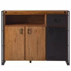 Ars manufacti Sideboard Manchester VII - Akazie massiv / Metall - Akazie / Anthrazit -Büromöbel Verkaufsgeschäft 1000210965 201008 16424800036 DETAILS P000000001000210965