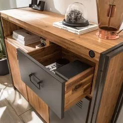 Ars manufacti Sideboard Manchester VII - Akazie massiv / Metall - Akazie / Anthrazit -Büromöbel Verkaufsgeschäft 1000210965 210121 12574800028 DETAILS P000000001000210965