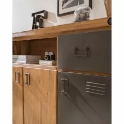 Ars manufacti Sideboard Manchester VII - Akazie massiv / Metall - Akazie / Anthrazit -Büromöbel Verkaufsgeschäft 1000210965 210121 12574800031 DETAILS P000000001000210965