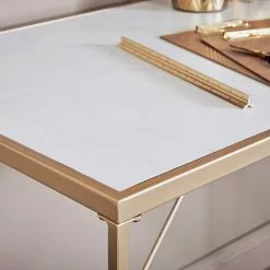 Jahnke Schreibtisch Glam Desk - Stahl - Marmor Weiß Dekor / Gold -Büromöbel Verkaufsgeschäft 1000210992 200417 14134900027 DETAILS P000000001000210992