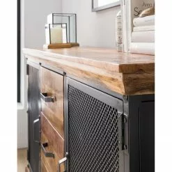 Ars manufacti Sideboard Hunter II - Mango massiv / Metall - Mango / Blaugrau -Büromöbel Verkaufsgeschäft 1000211063 210219 10174200008 DETAILS P000000001000211063