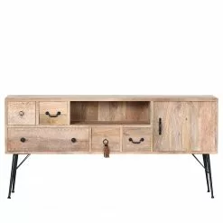 Red Living Sideboard Latta - Mango massiv / Metall - Mango / Schwarz -Büromöbel Verkaufsgeschäft 1000211455 200504 13494600199 DETAILS P000000001000211455