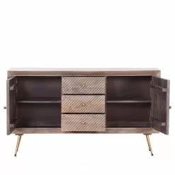 Naturoo Sideboard Turlock - Mango massiv / Metall - Mango / Gold -Büromöbel Verkaufsgeschäft 1000211467 200504 13495000234 DETAILS P000000001000211467