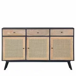 Red Living Sideboard Lexham - Mango massiv / Rattan - Mango / Mango Schwarz -Büromöbel Verkaufsgeschäft 1000211475 200504 13495300259 DETAILS P000000001000211475