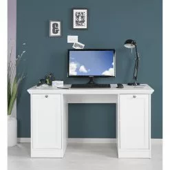 Norrwood Schreibtisch Woodland - Matt Weiß / Antiksilber -Büromöbel Verkaufsgeschäft 1000211603 200428 13195000036 MOOD DETAILS P000000001000211603 mood