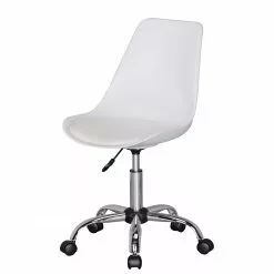 Furnitive Bürostuhl Kahoka - Kunstleder / Metall - Chrom - Weiß