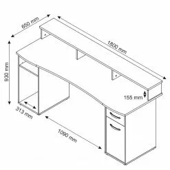 Furnitive Schreibtisch Gambell - Anthrazit -Büromöbel Verkaufsgeschäft 1000212421 200511 14233800046 SKETCH DETAILS P000000001000212421 sketch