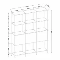 Fredriks Regal Meon III - Eiche Grau Dekor - Breite: 150 cm -Büromöbel Verkaufsgeschäft 1000213232 200814 14310600022 SKETCH DETAILS P000000001000213232 sketch