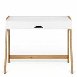 Temahome Schreibtisch Aura - Eiche teilmassiv - Matt Weiß / Eiche -Büromöbel Verkaufsgeschäft 1000214008 200527 06041100004 DETAILS P000000001000214008