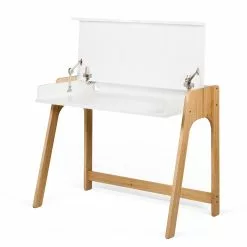 Temahome Schreibtisch Aura - Eiche teilmassiv - Matt Weiß / Eiche -Büromöbel Verkaufsgeschäft 1000214008 200527 06041400006 DETAILS P000000001000214008