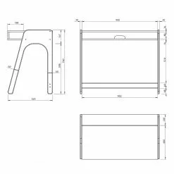 Temahome Schreibtisch Aura - Eiche teilmassiv - Matt Weiß / Eiche -Büromöbel Verkaufsgeschäft 1000214008 200527 06041500007 SKETCH DETAILS P000000001000214008 sketch