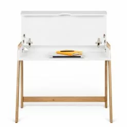 Temahome Schreibtisch Aura - Eiche teilmassiv - Matt Weiß / Eiche -Büromöbel Verkaufsgeschäft 1000214008 200527 06041600009 DETAILS P000000001000214008