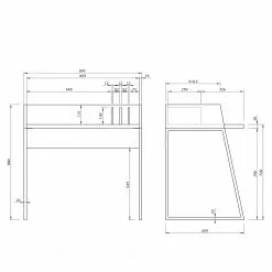 Temahome Schreibtisch Volga - Metall - Beton Dekor Schwarz / Schwarz -Büromöbel Verkaufsgeschäft 1000214021 200527 06050200059 SKETCH DETAILS P000000001000214021 sketch