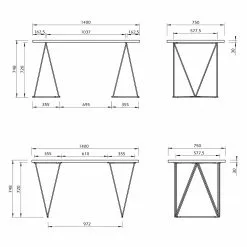 Temahome Schreibtisch Hueva I - Beton Dekor / Schwarz -Büromöbel Verkaufsgeschäft 1000214066 200527 06062300159 SKETCH DETAILS P000000001000214066 sketch