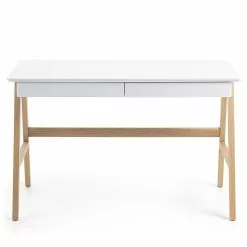 Furnitive Schreibtisch Nilos - Eiche teilmassiv - Weiß / Eiche -Büromöbel Verkaufsgeschäft 1000214323 200609 07302900028 DETAILS P000000001000214323