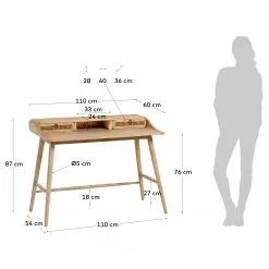 Furnitive Schreibtisch Nobhill - Mindi massiv / Rattan - Mindiholz / Wiener Geflecht -Büromöbel Verkaufsgeschäft 1000214325 200609 07305400057 SKETCH DETAILS P000000001000214325 sketch
