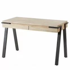 Furnitive Schreibtisch Downey - Akazie massiv / Stahl - Akazie Hell / Vintage Anthrazit