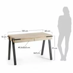 Furnitive Schreibtisch Downey - Akazie massiv / Stahl - Akazie Hell / Vintage Anthrazit -Büromöbel Verkaufsgeschäft 1000214327 200609 07310800073 SKETCH DETAILS P000000001000214327 sketch