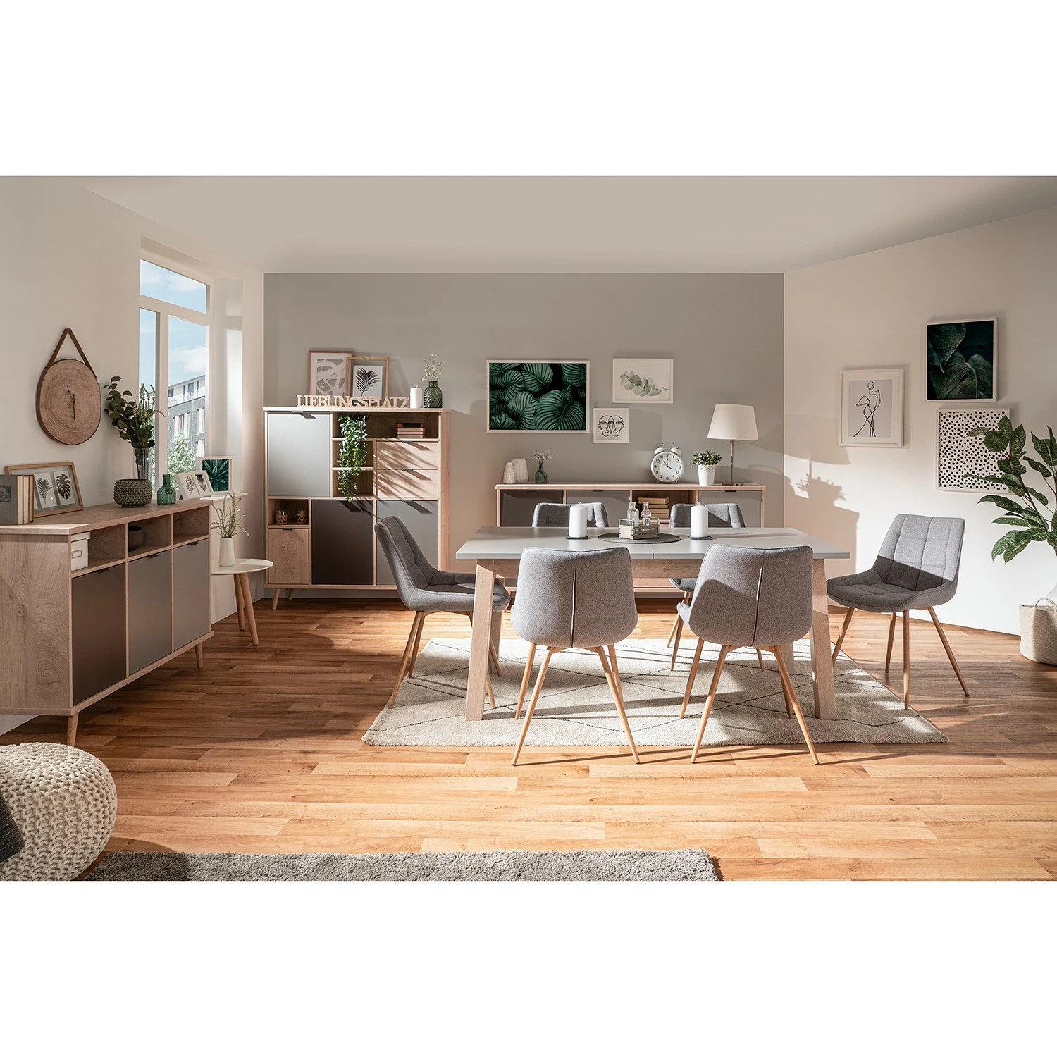 Mørteens Sideboard Elysian - Grau / Eiche Dekor 4 Mørteens Sideboard Elysian - Grau / Eiche Dekor – Bild 2