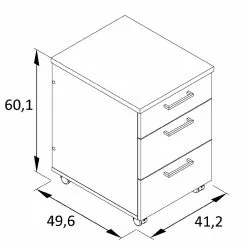 Furnitive Rollcontainer Cookley - Anthrazit -Büromöbel Verkaufsgeschäft 1000214821 200608 06113300014 SKETCH DETAILS P000000001000214821 sketch