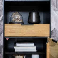 Studio Copenhagen Regal Xavi - Echtholzfurnier / Metall - Eiche / Eiche Schwarz -Büromöbel Verkaufsgeschäft 1000218026 220107 12570100092 DETAILS P000000001000218026