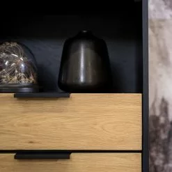 Studio Copenhagen Regal Xavi - Echtholzfurnier / Metall - Eiche / Eiche Schwarz -Büromöbel Verkaufsgeschäft 1000218026 220107 12570100094 DETAILS P000000001000218026