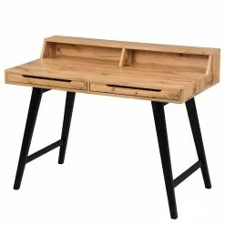 Furnitive Schreibtisch Stepney - Wildeiche teilmassiv - Wildeiche Dekor / Schwarz