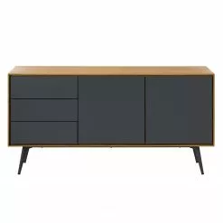 Studio Copenhagen Sideboard Danica - Echtholzfurnier - Matt Dunkelgrau / Esche -Büromöbel Verkaufsgeschäft 1000220479 201113 13034600048 DETAILS P000000001000220479