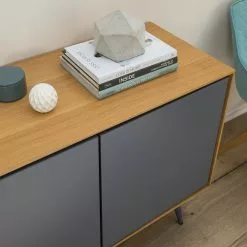 Studio Copenhagen Sideboard Danica - Echtholzfurnier - Matt Dunkelgrau / Esche -Büromöbel Verkaufsgeschäft 1000220479 201113 13035100052 DETAILS P000000001000220479