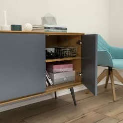 Studio Copenhagen Sideboard Danica - Echtholzfurnier - Matt Dunkelgrau / Esche -Büromöbel Verkaufsgeschäft 1000220479 201113 13035200053 DETAILS P000000001000220479