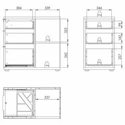 Maja Möbel Container eDJUST III - Platingrau / Weiß Spiegelglanz -Büromöbel Verkaufsgeschäft 1000220607 200824 06315800131 SKETCH DETAILS P000000001000220607 sketch