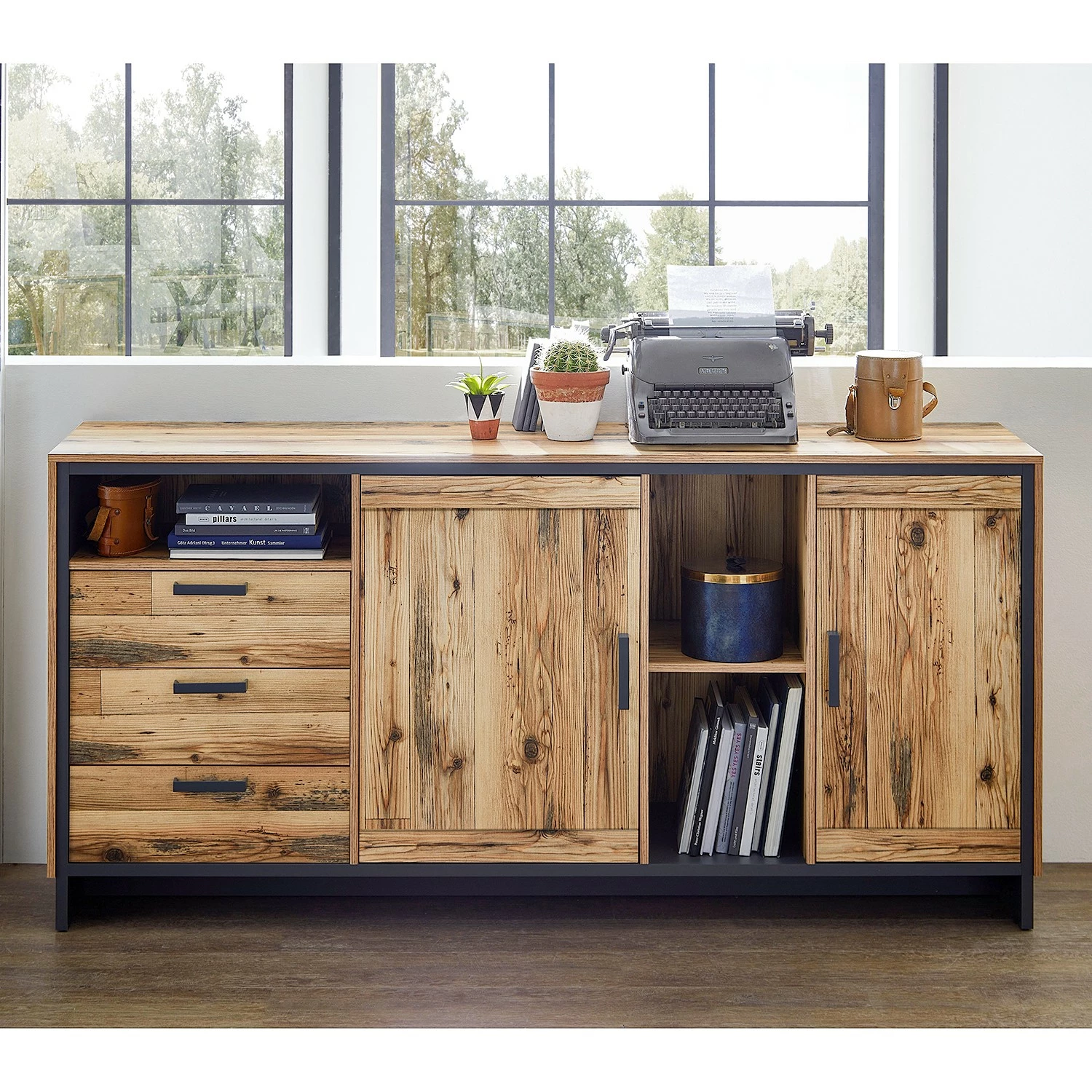 Ridgevalley Sideboard Priay - Lärche Dekor / Graphit 4 Ridgevalley Sideboard Priay - Lärche Dekor / Graphit – Bild 2