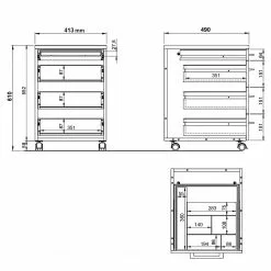 Germania Rollcontainer GW-Profi 2.0 - Lichtgrau -Büromöbel Verkaufsgeschäft 1000222871 200821 11194100057 SKETCH DETAILS P000000001000222871 sketch