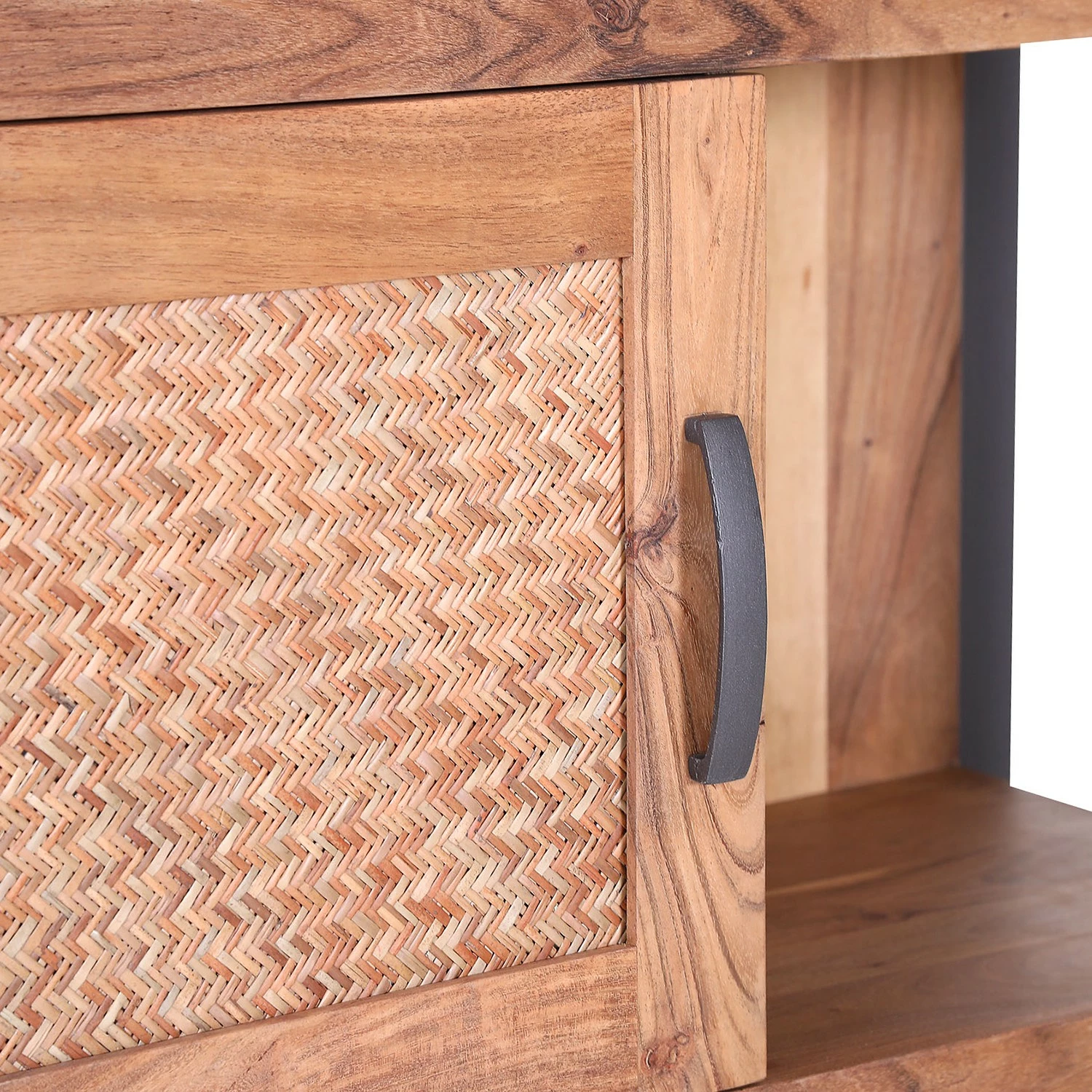 Ars manufacti Highboard Leyma - Rattan / Akazie massiv - Akazie / Anthrazit 6 Ars manufacti Highboard Leyma - Rattan / Akazie massiv - Akazie / Anthrazit – Bild 4