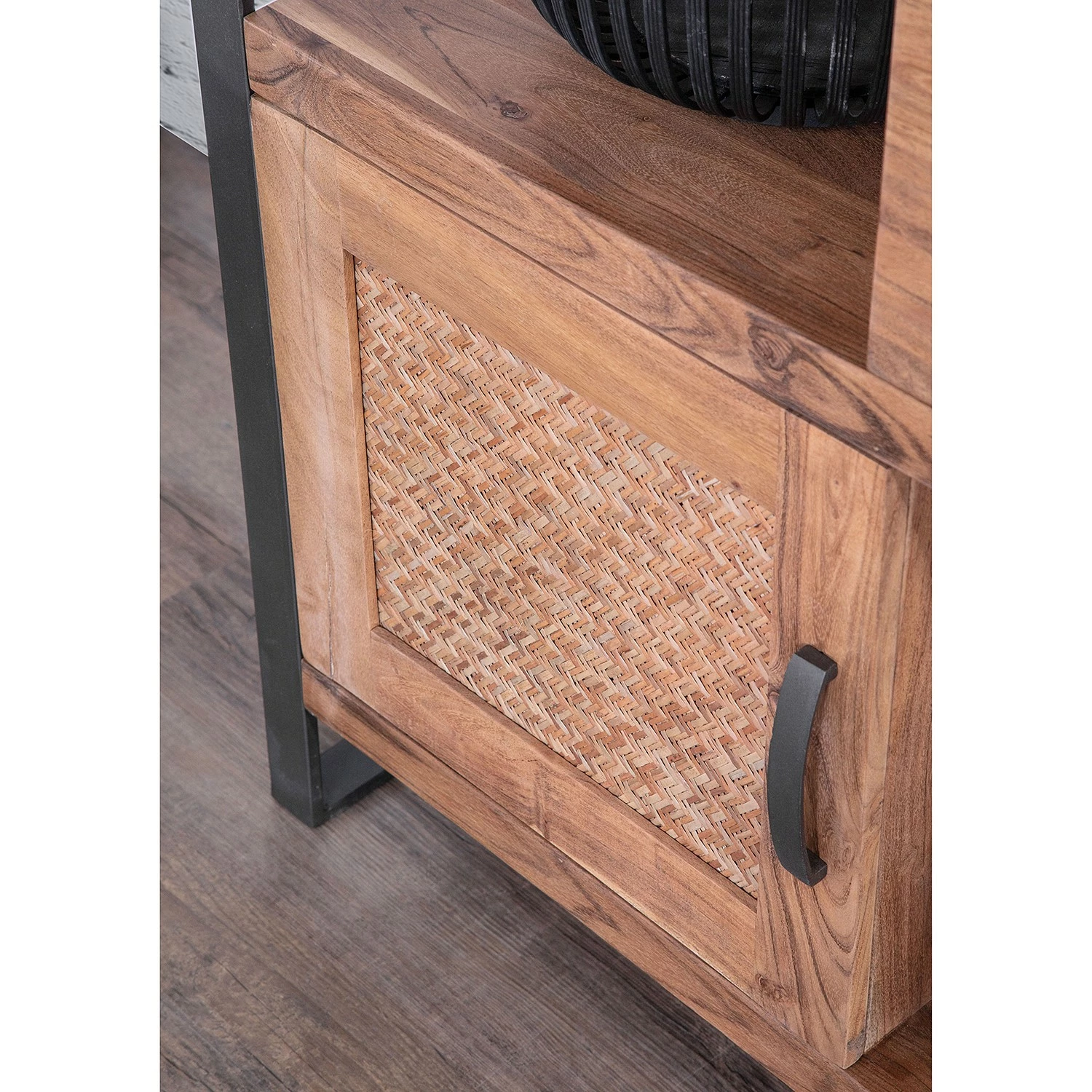 Ars manufacti Highboard Leyma - Rattan / Akazie massiv - Akazie / Anthrazit 7 Ars manufacti Highboard Leyma - Rattan / Akazie massiv - Akazie / Anthrazit – Bild 5
