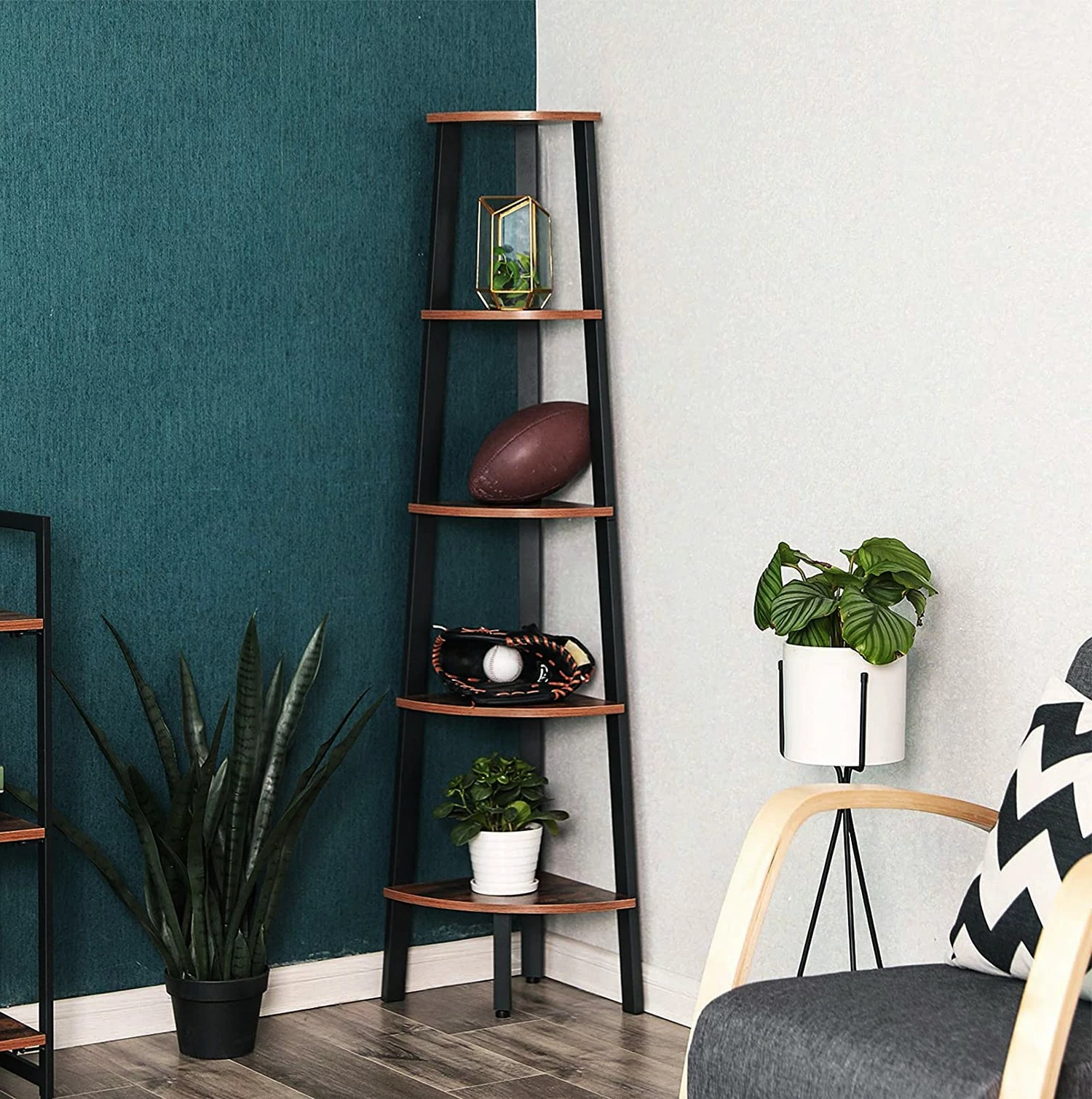 Red Living Eckregal Long Pine I - Braun / Schwarz - Höhe: 159 cm 4 Red Living Eckregal Long Pine I - Braun / Schwarz - Höhe: 159 cm – Bild 2