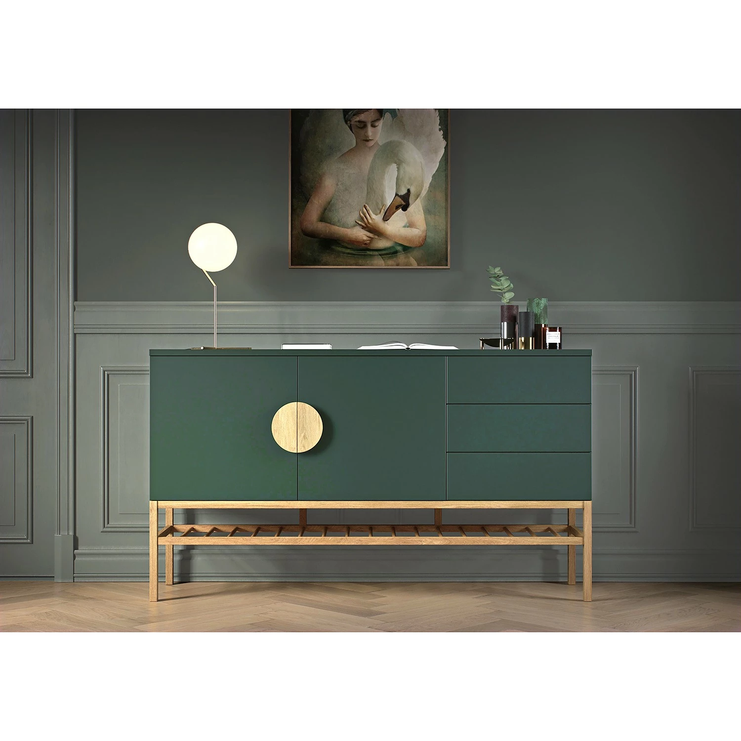 Tenzo Sideboard Scoop - Eiche teilmassiv - Dunkelgrün 4 Tenzo Sideboard Scoop - Eiche teilmassiv - Dunkelgrün – Bild 2