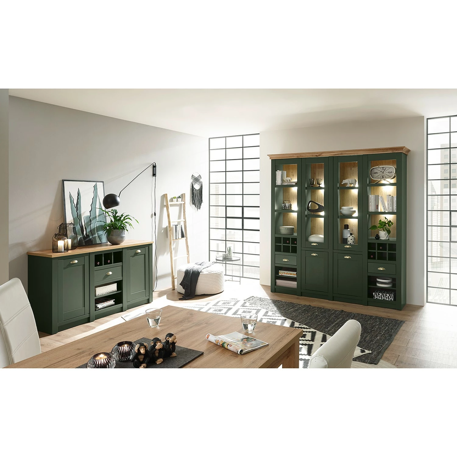 Norrwood Sideboard Cardet - Moosgrün / Eiche Wotan Dekor 4 Norrwood Sideboard Cardet - Moosgrün / Eiche Wotan Dekor – Bild 2