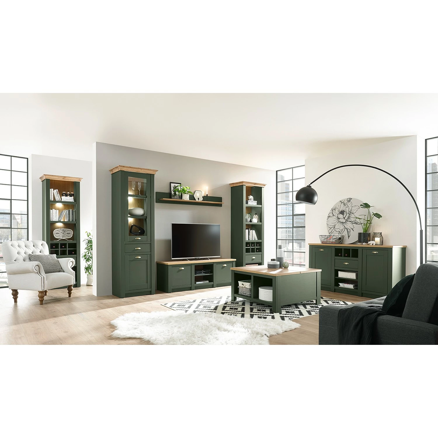 Norrwood Sideboard Cardet - Moosgrün / Eiche Wotan Dekor 12 Norrwood Sideboard Cardet - Moosgrün / Eiche Wotan Dekor – Bild 10