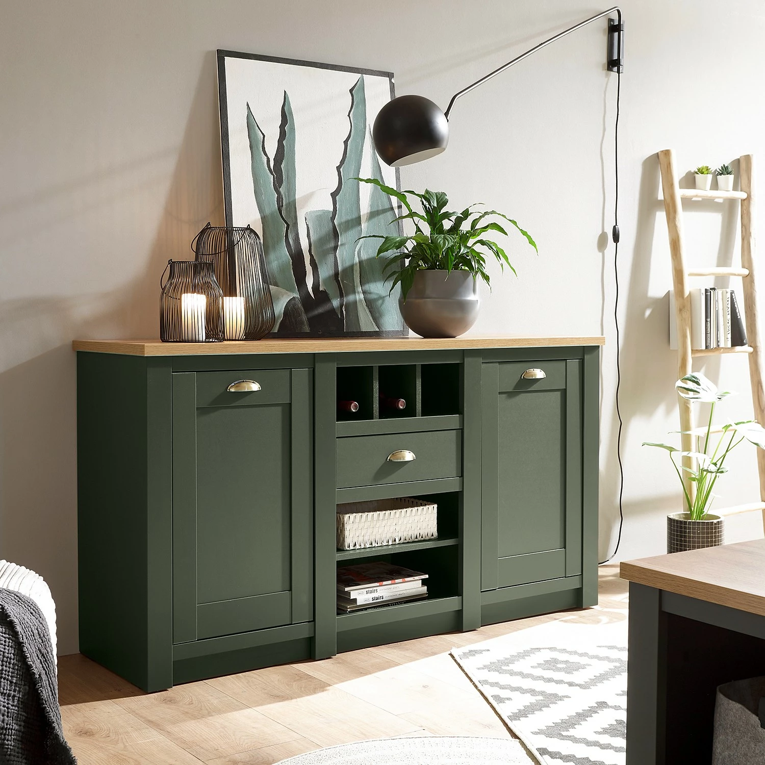 Norrwood Sideboard Cardet - Moosgrün / Eiche Wotan Dekor 6 Norrwood Sideboard Cardet - Moosgrün / Eiche Wotan Dekor – Bild 4