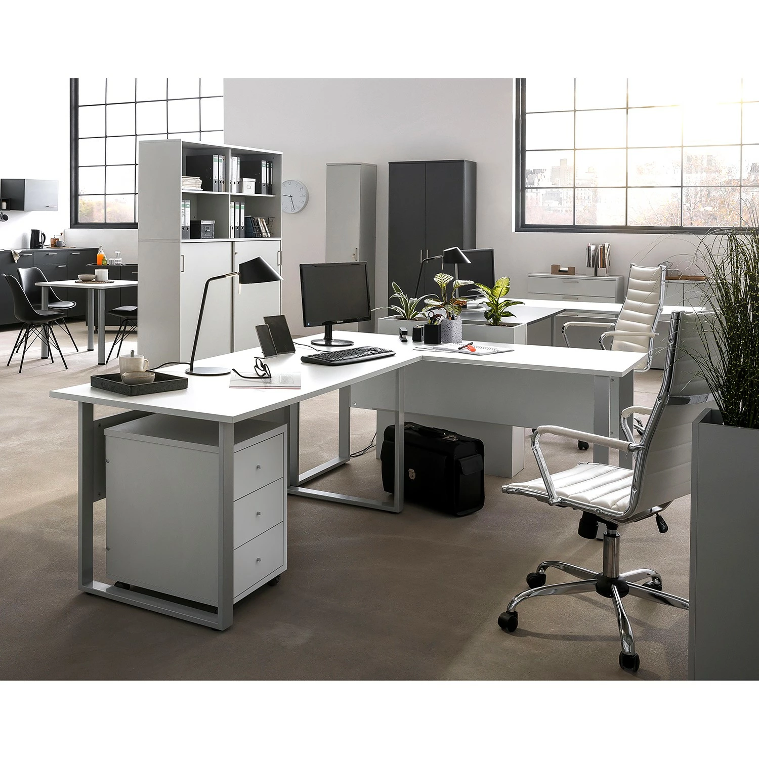 Furnitive Schreibtisch Vernas I - Kreideweiß / Silber 4 Furnitive Schreibtisch Vernas I - Kreideweiß / Silber – Bild 2