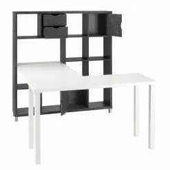 Furnitive Schreibtischkombination Lurs - Beton Dekor / Weiß -Büromöbel Verkaufsgeschäft 1000229600 201104 14091800127 DETAILS P000000001000229600