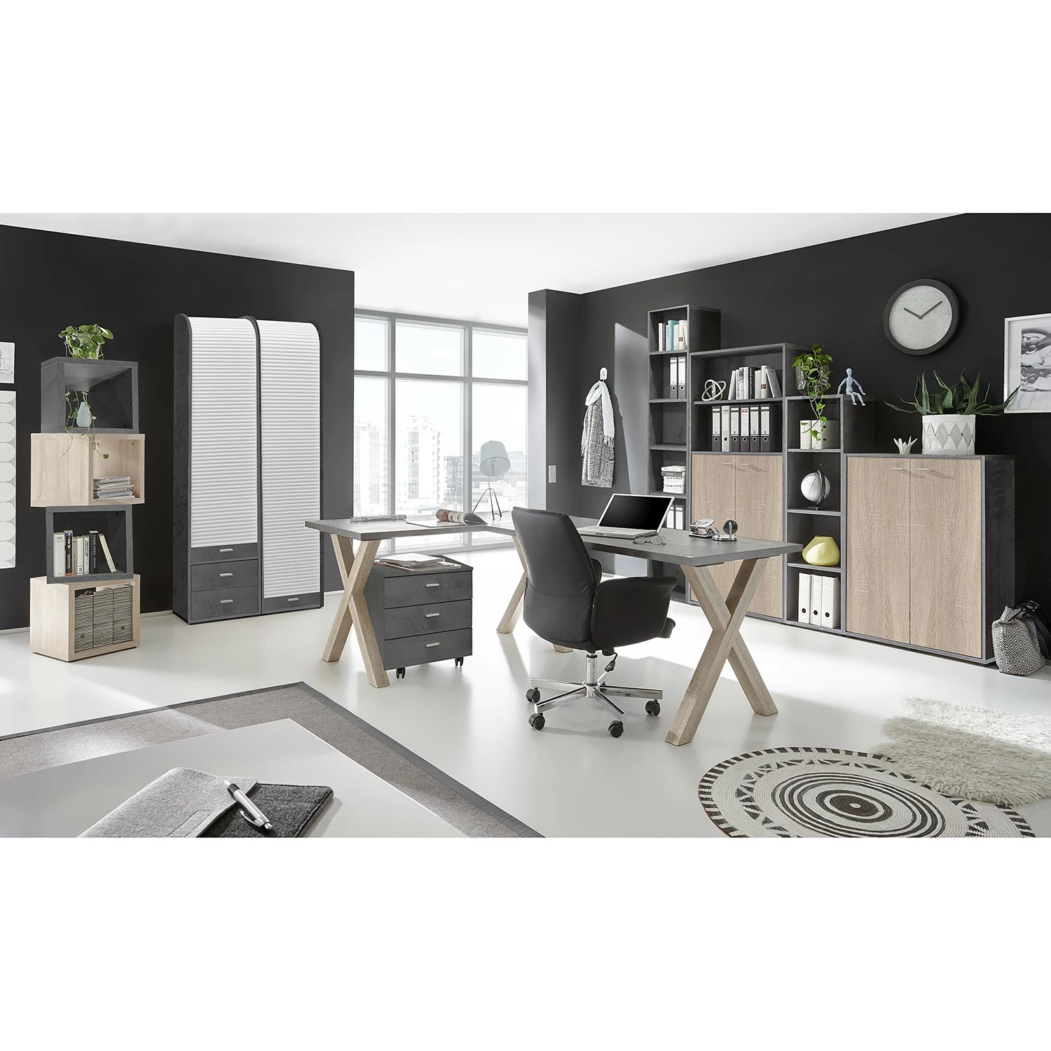 Mooved Eckschreibtisch Leeton II - Eiche / Anthrazit 4 Mooved Eckschreibtisch Leeton II - Eiche / Anthrazit – Bild 2