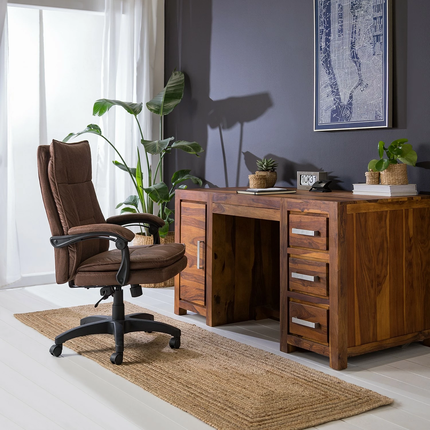 Furnitive Chefsessel Wisdom - Microfaser / Kunststoff - Vintage Braun / Schwarz 4 Furnitive Chefsessel Wisdom - Microfaser / Kunststoff - Vintage Braun / Schwarz – Bild 2