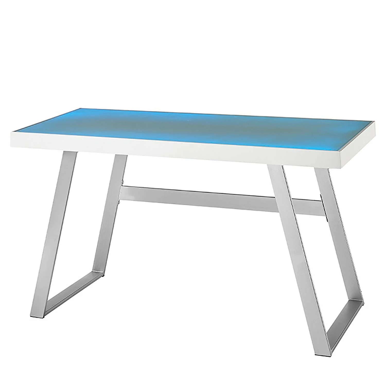 Furnitive LED Schreibtisch Vicq - Glas / Stahl - Weiß / Edelstahl 3 Furnitive LED Schreibtisch Vicq - Glas / Stahl - Weiß / Edelstahl